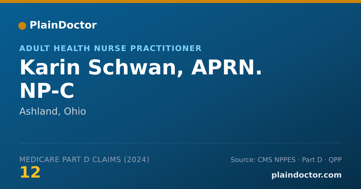 Shareable card for Karin Schwan, APRN. NP-C - Adult Health Nurse Practitioner, Ashland, OH