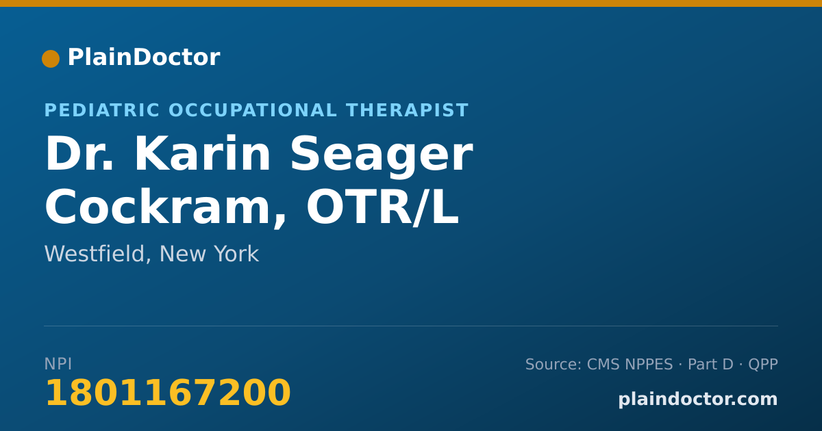 Shareable card for Karin Seager Cockram, OTR/L - Pediatric Occupational Therapist, Westfield, NY