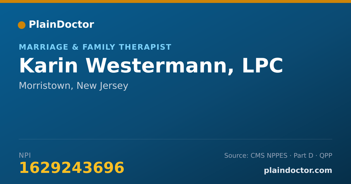 Shareable card for Karin Westermann, LPC - Marriage & Family Therapist, Morristown, NJ