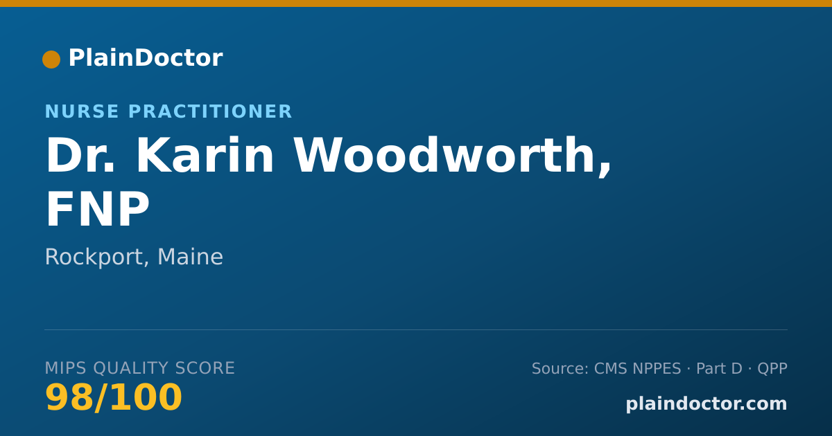 Shareable card for Karin Woodworth, FNP - Nurse Practitioner, Rockport, ME