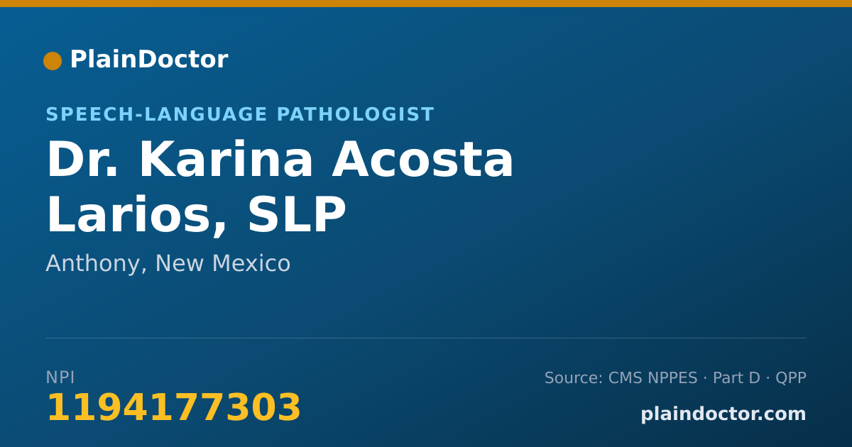 Shareable card for Karina Acosta Larios, SLP - Speech-Language Pathologist, Anthony, NM