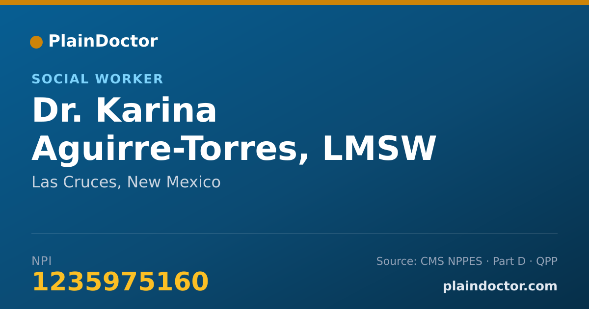 Shareable card for Karina Aguirre-Torres, LMSW - Social Worker, Las Cruces, NM