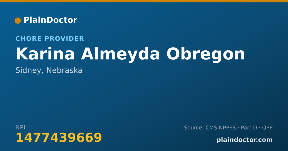 Shareable card for Karina Almeyda Obregon - Chore Provider, Sidney, NE