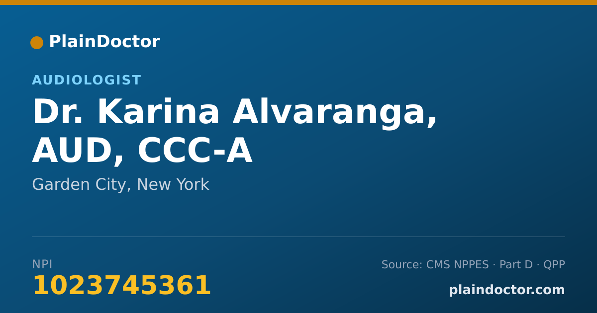 Shareable card for Karina Alvaranga, AUD, CCC-A - Audiologist, Garden City, NY
