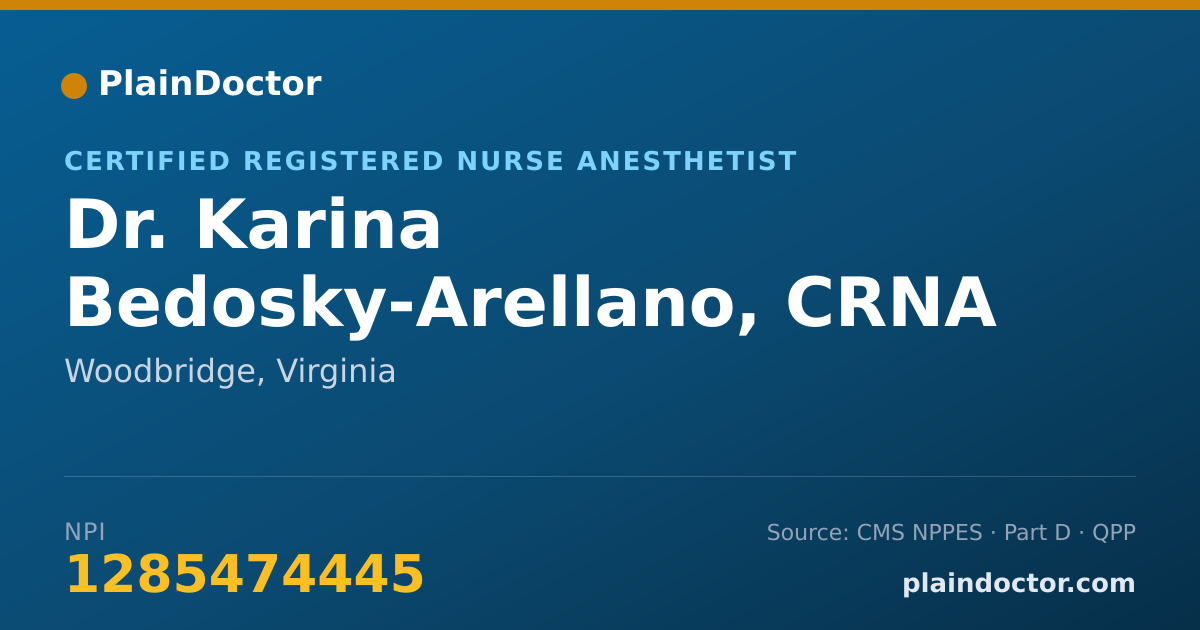 Shareable card for Karina Bedosky-Arellano, CRNA - Certified Registered Nurse Anesthetist, Woodbridge, VA