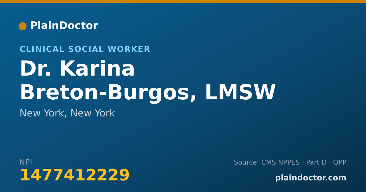 Shareable card for Karina Breton-Burgos, LMSW - Clinical Social Worker, New York, NY