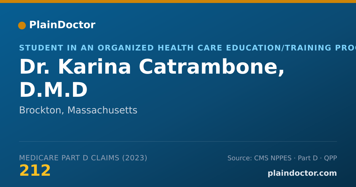 Shareable card for Karina Catrambone, D.M.D - Student in an Organized Health Care Education/Training Program, Brockton, MA