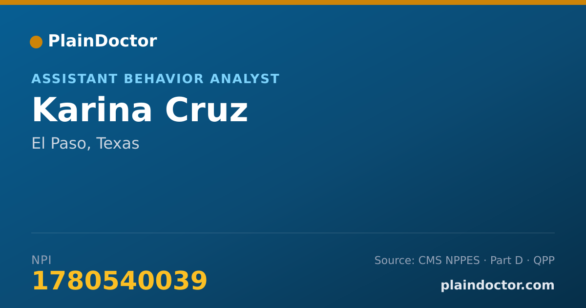 Shareable card for Karina Cruz - Assistant Behavior Analyst, El Paso, TX