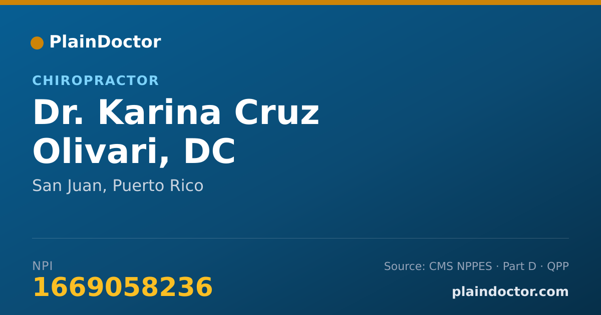 Shareable card for Karina Cruz Olivari, DC - Chiropractor, San Juan, PR