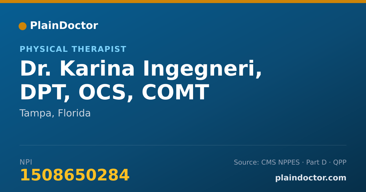 Shareable card for Karina Ingegneri, DPT, OCS, COMT - Physical Therapist, Tampa, FL