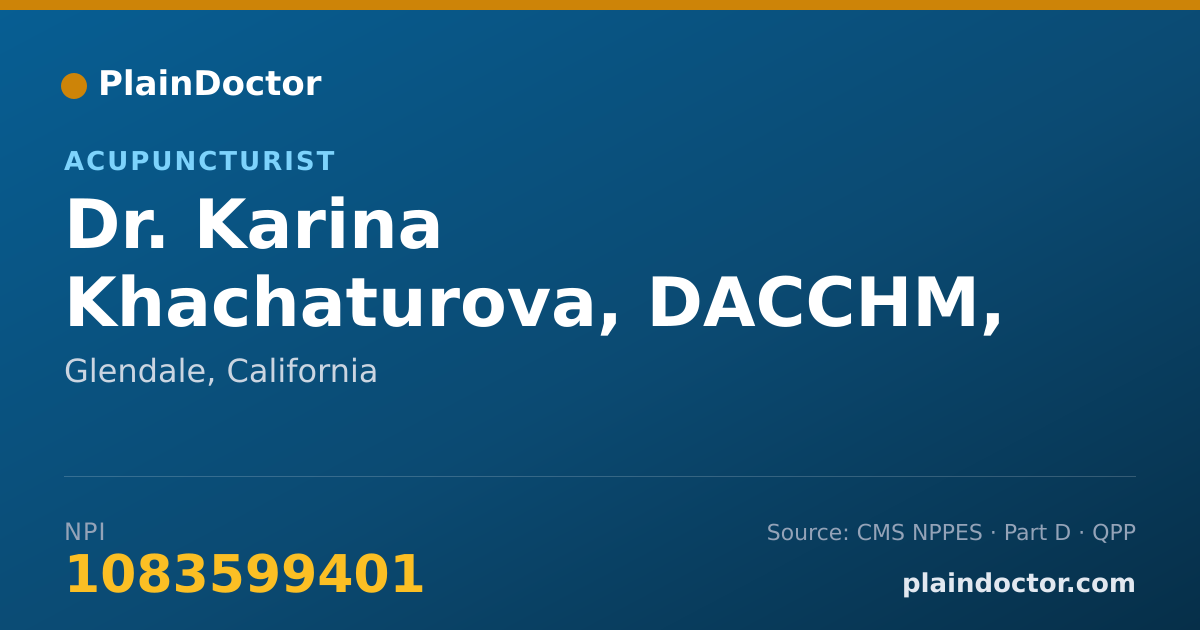 Shareable card for Karina Khachaturova, DACCHM, L.AC. - Acupuncturist, Glendale, CA