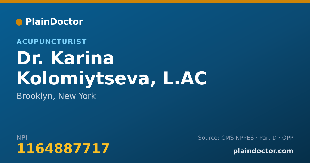 Shareable card for Karina Kolomiytseva, L.AC - Acupuncturist, Brooklyn, NY