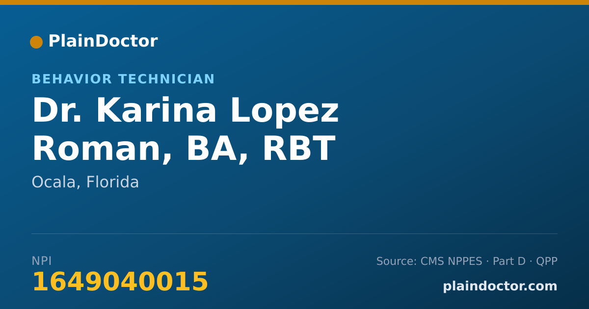Shareable card for Karina Lopez Roman, BA, RBT - Behavior Technician, Ocala, FL
