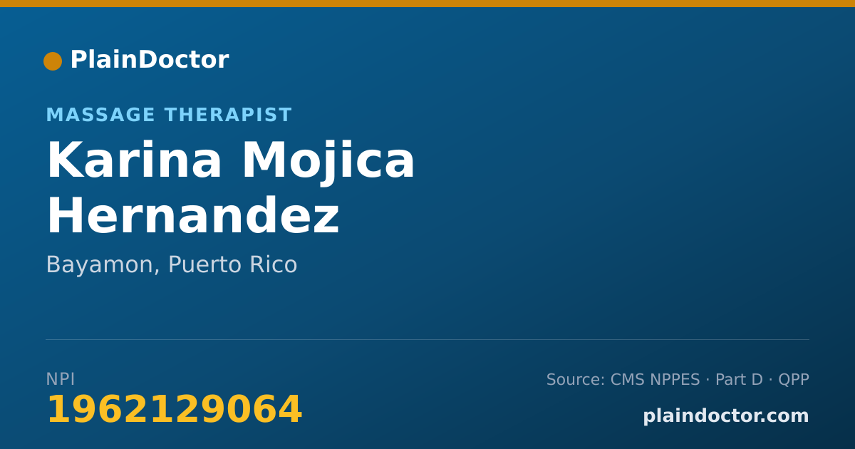 Shareable card for Karina Mojica Hernandez - Massage Therapist, Bayamon, PR