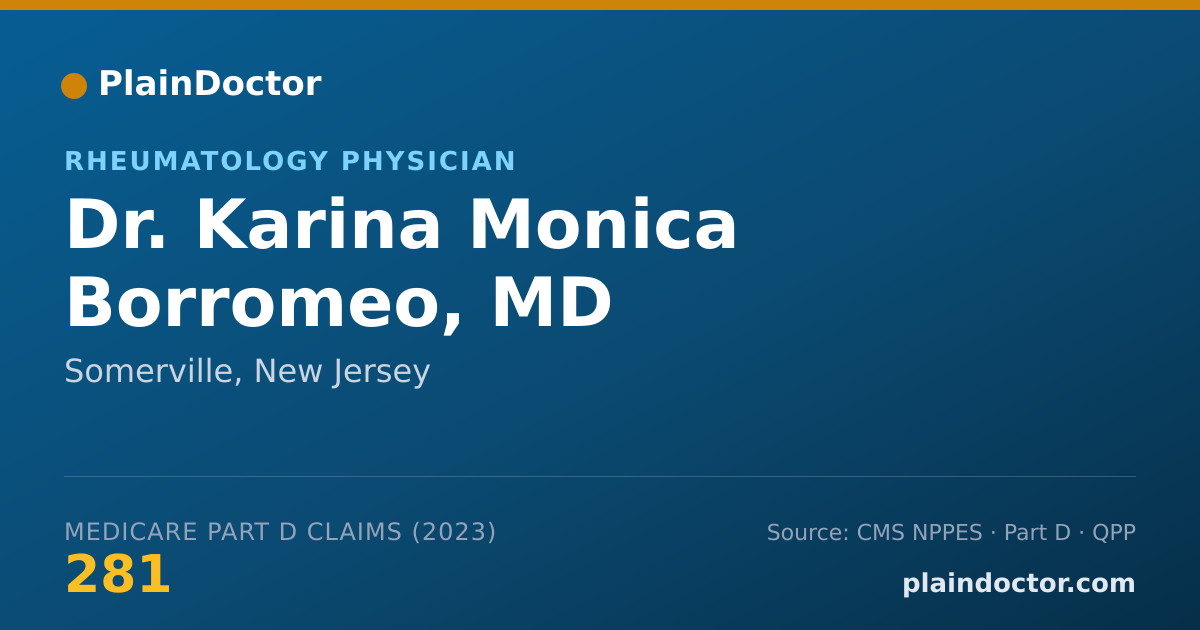 Shareable card for Karina Monica Borromeo, MD - Rheumatology Physician, Somerville, NJ