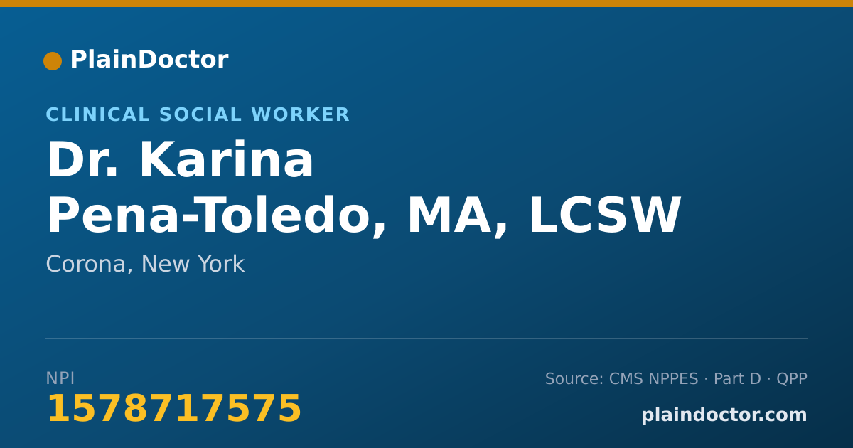 Shareable card for Karina Pena-Toledo, MA, LCSW - Clinical Social Worker, Corona, NY
