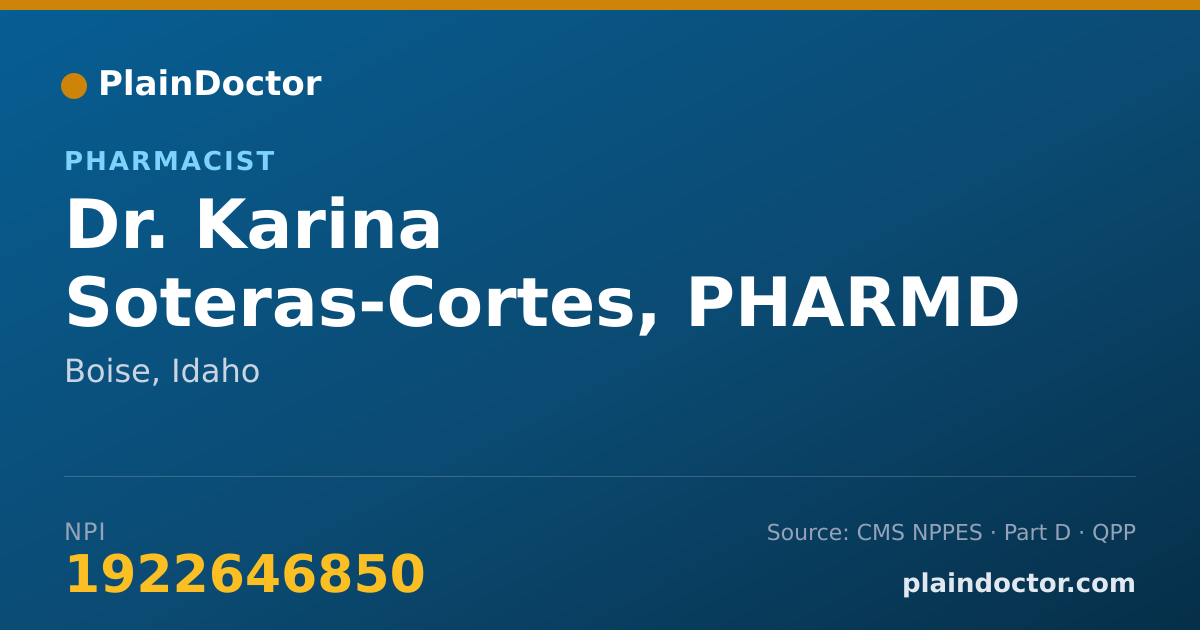 Shareable card for Karina Soteras-Cortes, PHARMD - Pharmacist, Boise, ID