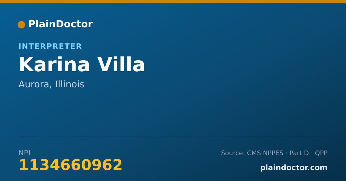 Shareable card for Karina Villa - Interpreter, Aurora, IL