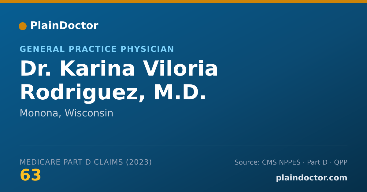 Shareable card for Karina Viloria Rodriguez, M.D. - General Practice Physician, Monona, WI