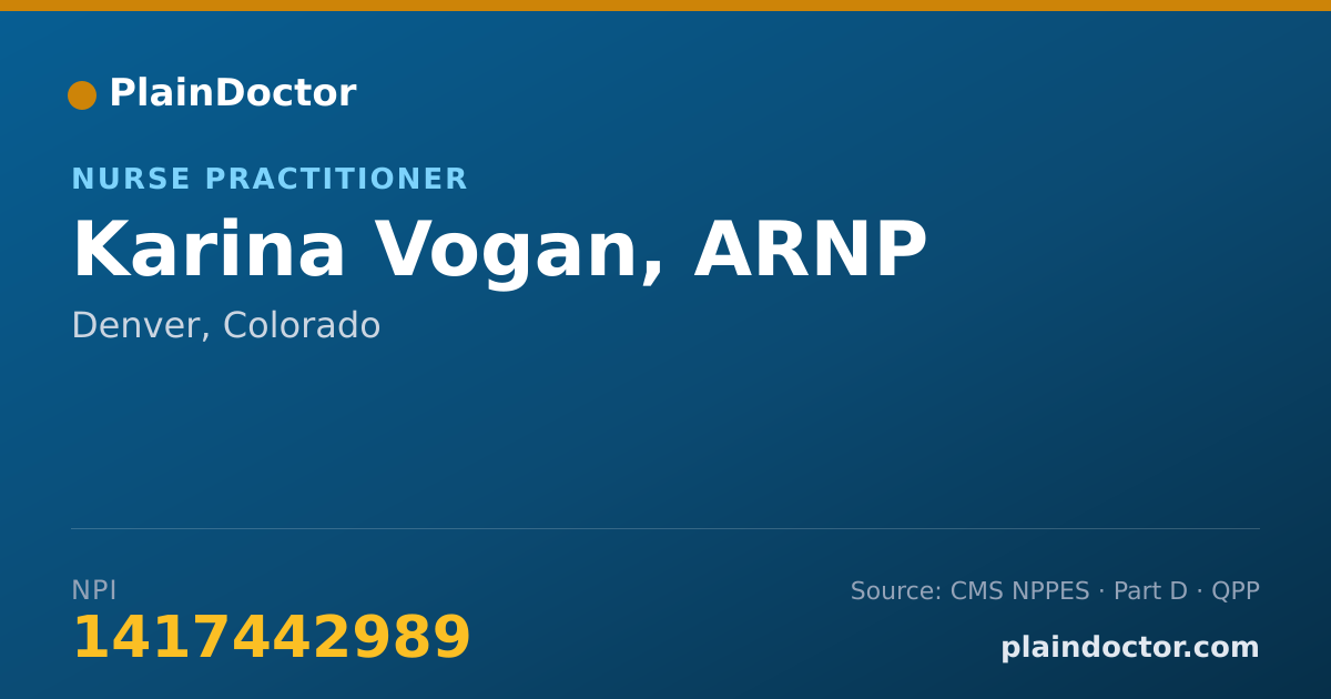Shareable card for Karina Vogan, ARNP - Nurse Practitioner, Denver, CO