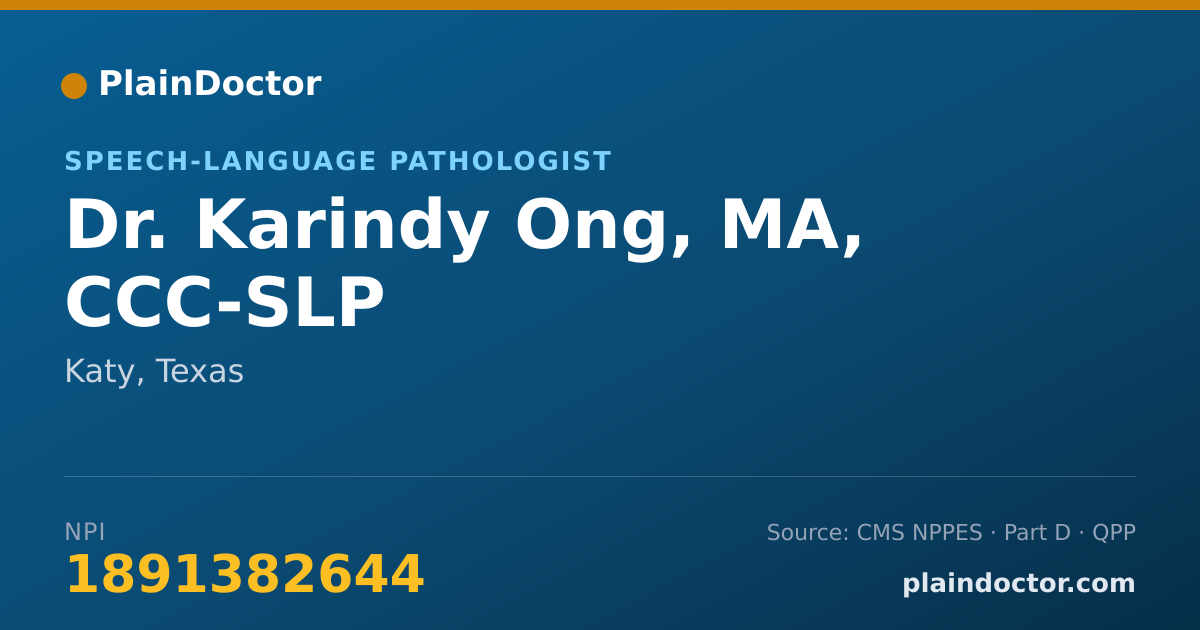 Shareable card for Karindy Ong, MA, CCC-SLP - Speech-Language Pathologist, Katy, TX