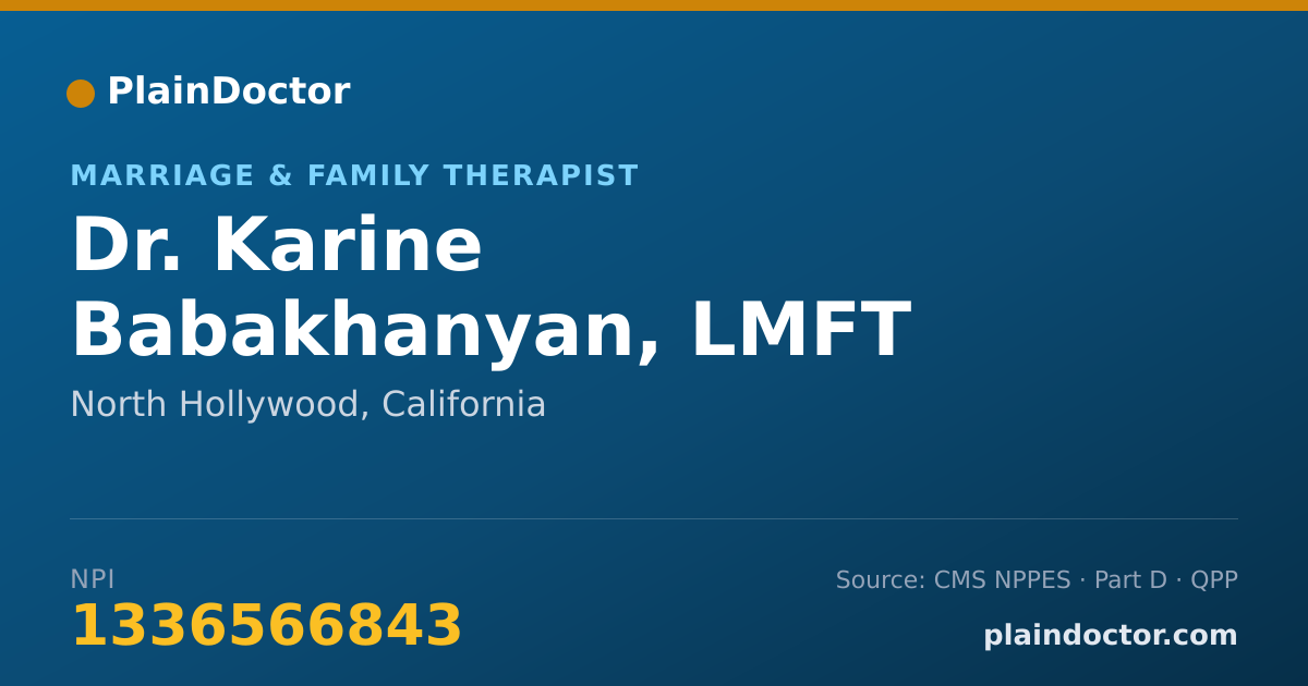 Shareable card for Karine Babakhanyan, LMFT - Marriage & Family Therapist, North Hollywood, CA
