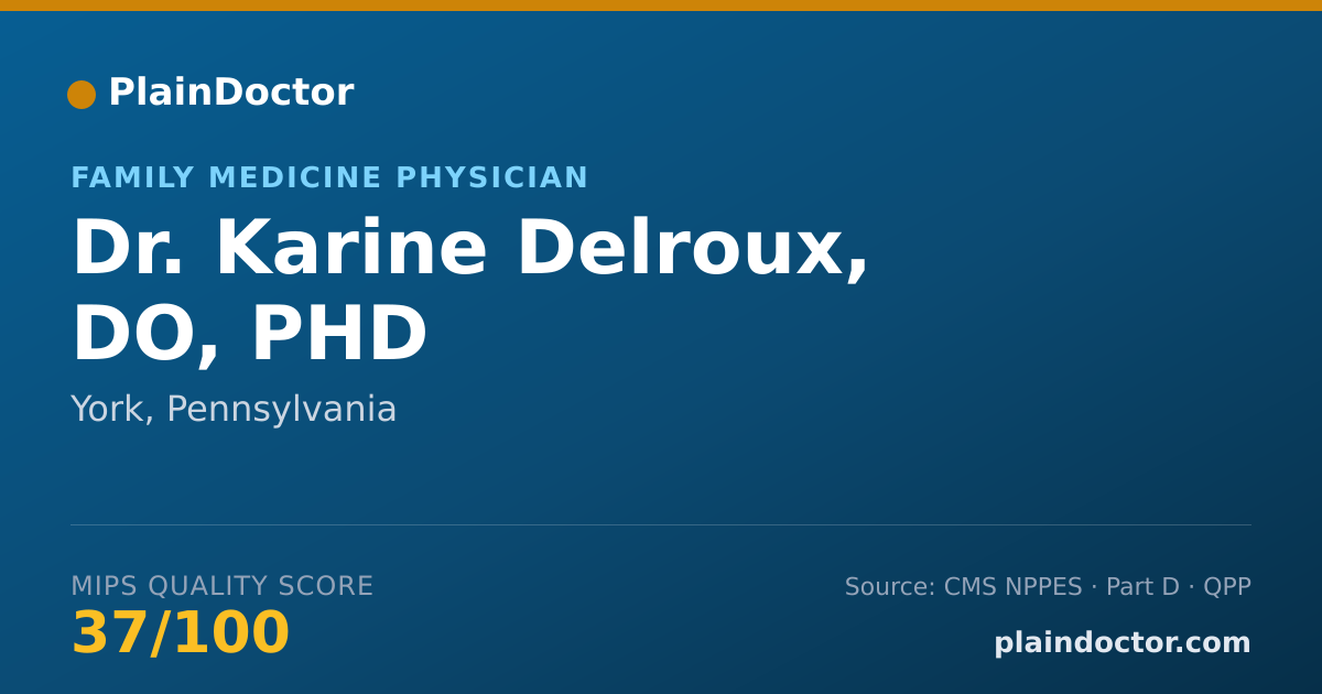 Shareable card for Karine Delroux, DO, PHD - Family Medicine Physician, York, PA