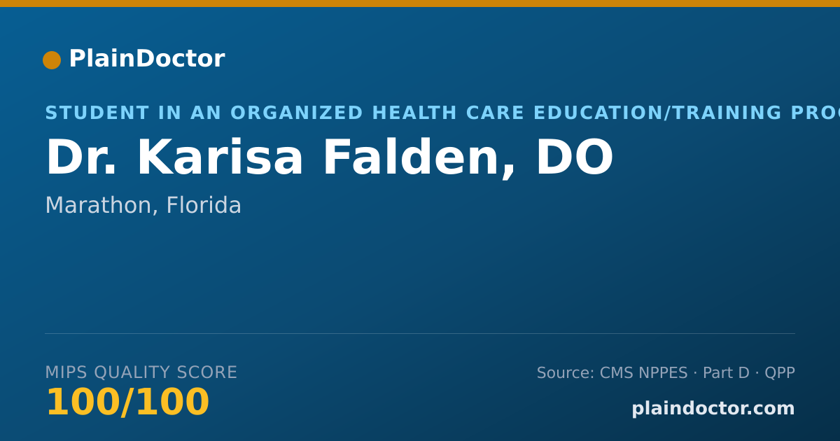 Shareable card for Karisa Falden, DO - Student in an Organized Health Care Education/Training Program, Marathon, FL