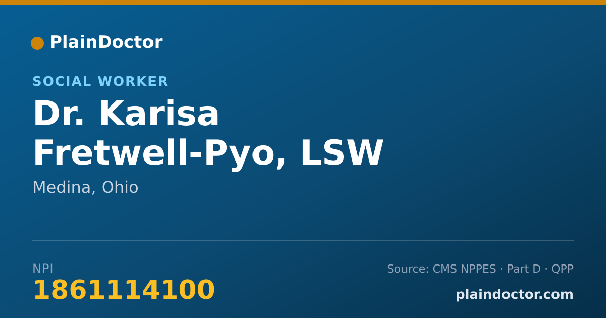 Shareable card for Karisa Fretwell-Pyo, LSW - Social Worker, Medina, OH