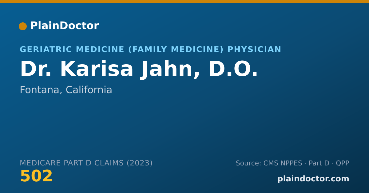 Shareable card for Karisa Jahn, D.O. - Geriatric Medicine (Family Medicine) Physician, Fontana, CA