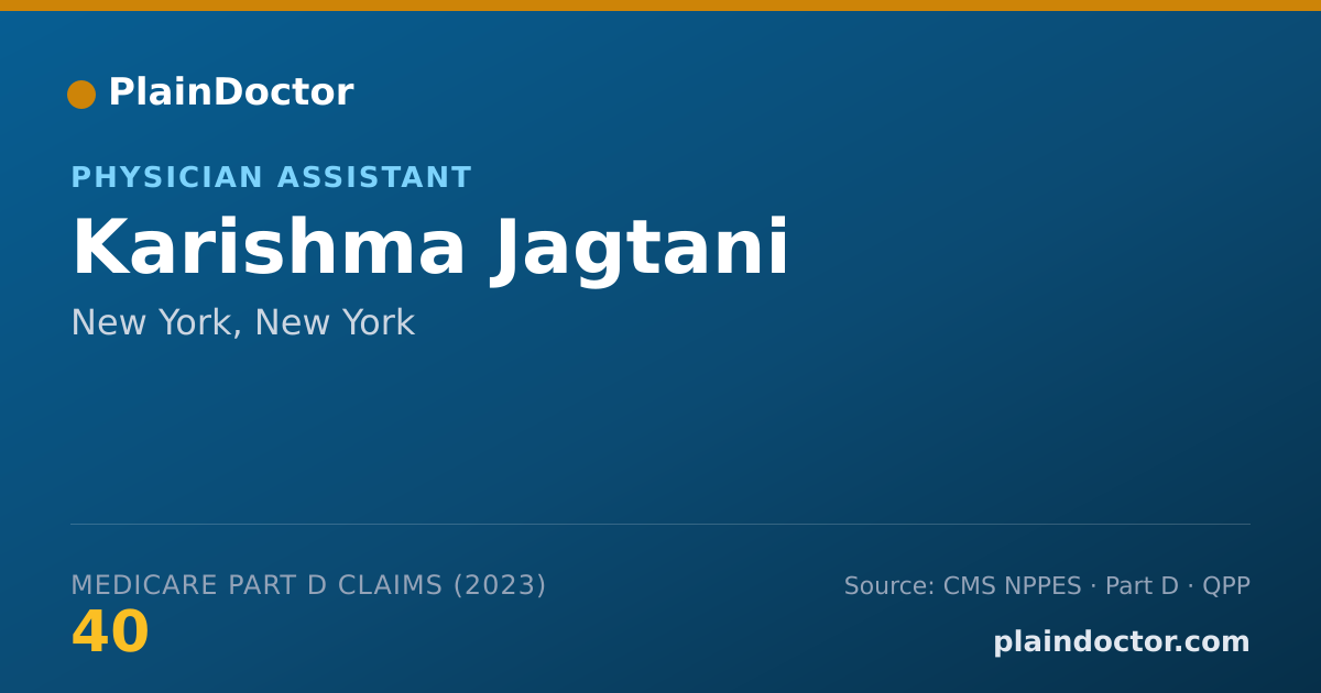 Shareable card for Karishma Jagtani - Physician Assistant, New York, NY