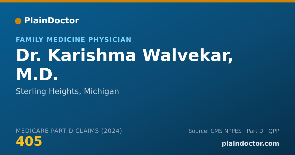 Shareable card for Karishma Walvekar, M.D. - Family Medicine Physician, Sterling Heights, MI