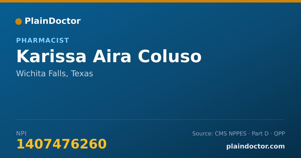 Shareable card for Karissa Aira Coluso - Pharmacist, Wichita Falls, TX