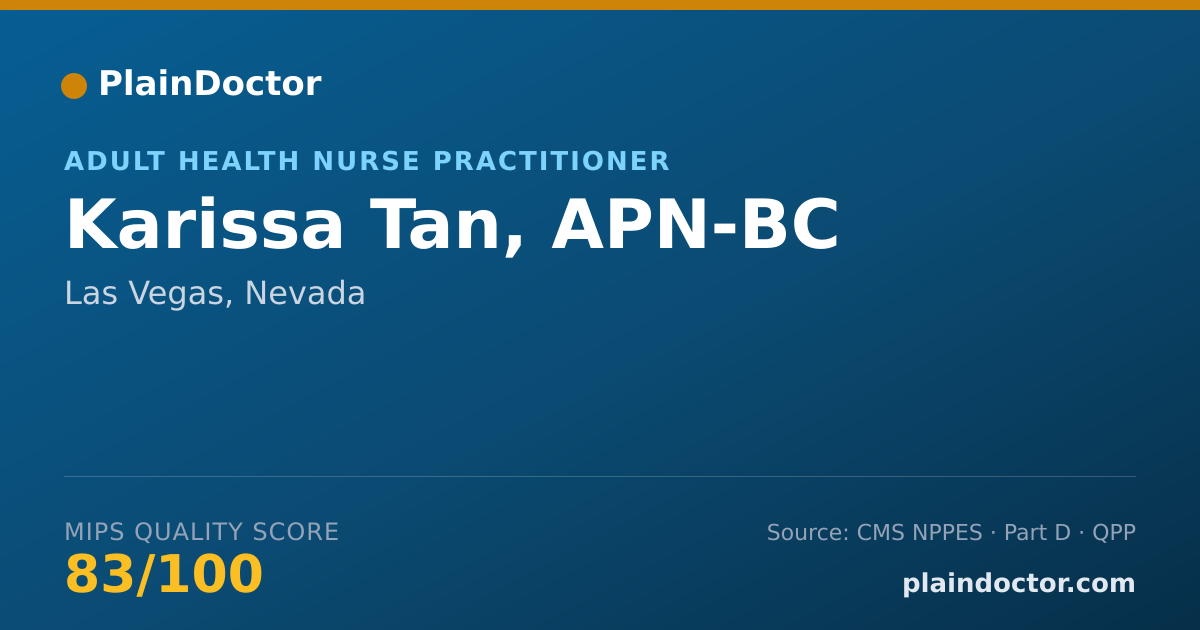 Shareable card for Karissa Tan, APN-BC - Adult Health Nurse Practitioner, Las Vegas, NV