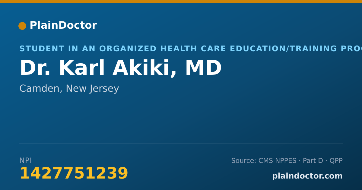 Shareable card for Karl Akiki, MD - Student in an Organized Health Care Education/Training Program, Camden, NJ