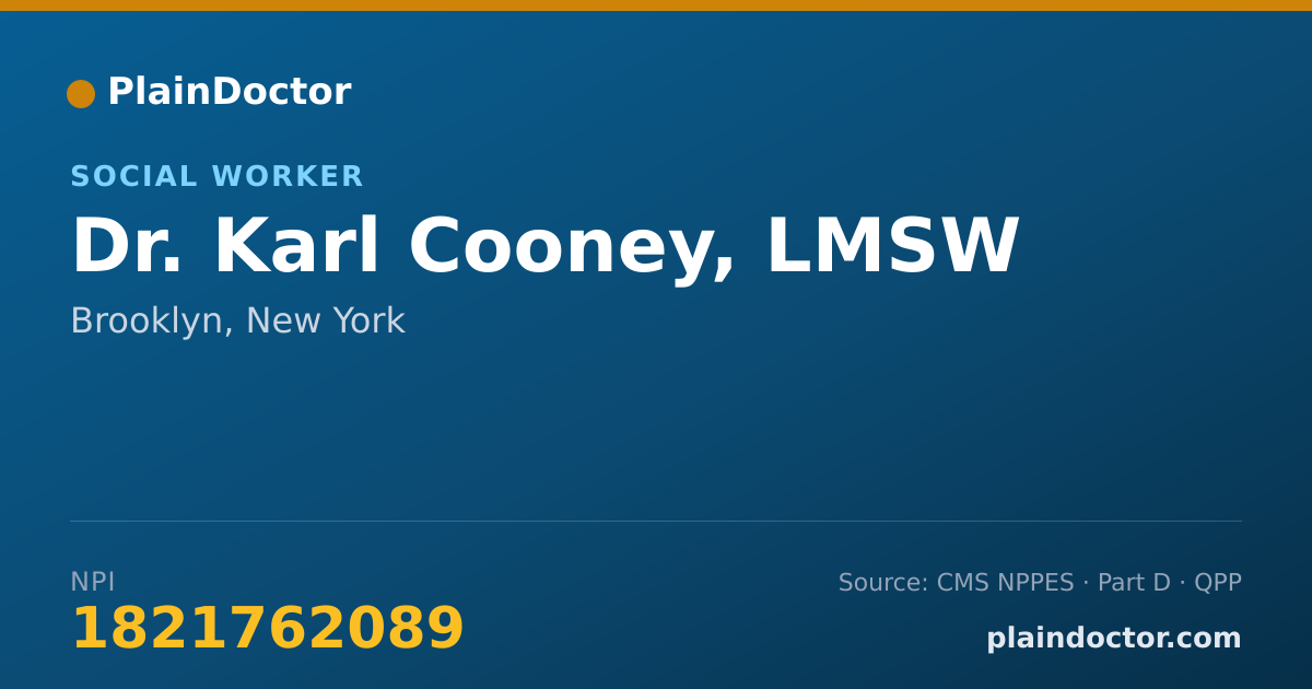 Shareable card for Karl Cooney, LMSW - Social Worker, Brooklyn, NY
