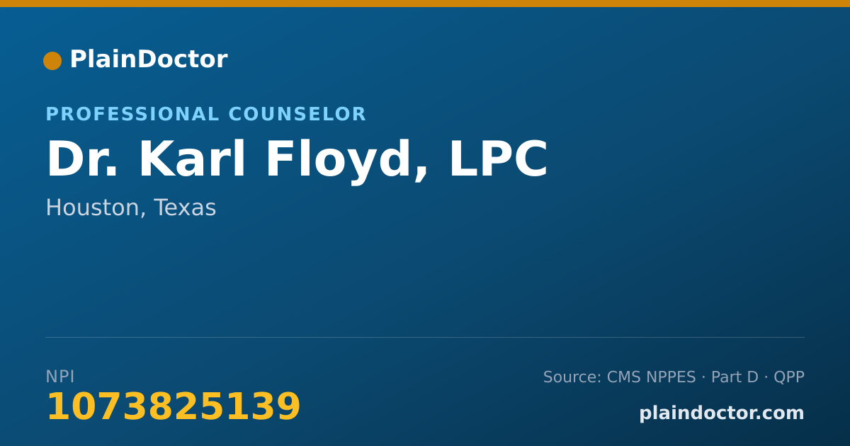Shareable card for Karl Floyd, LPC - Professional Counselor, Houston, TX
