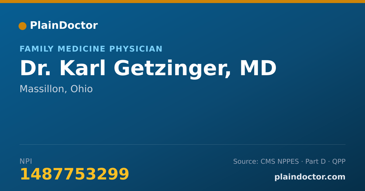 Shareable card for Karl Getzinger, MD - Family Medicine Physician, Massillon, OH