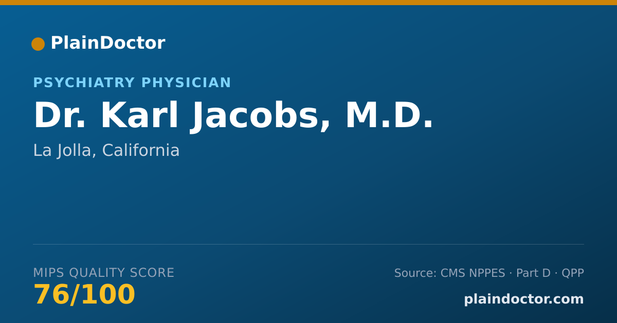 Shareable card for Karl Jacobs, M.D. - Psychiatry Physician, La Jolla, CA