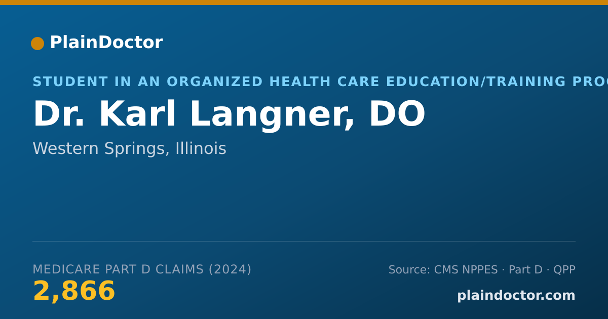 Shareable card for Karl Langner, DO - Student in an Organized Health Care Education/Training Program, Western Springs, IL