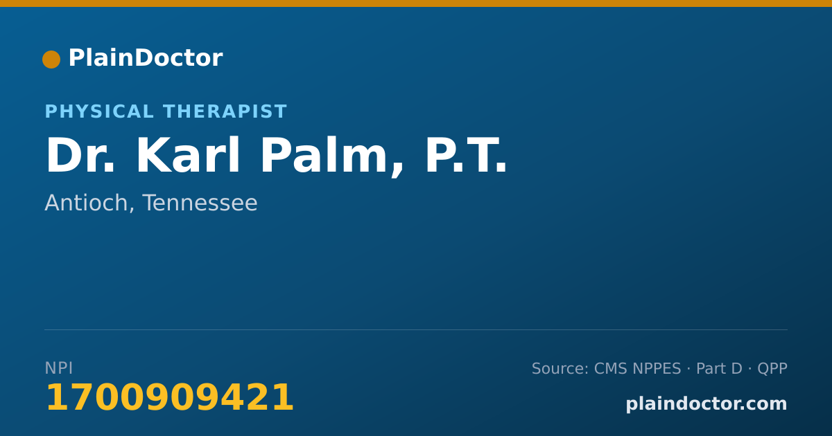 Shareable card for Karl Palm, P.T. - Physical Therapist, Antioch, TN