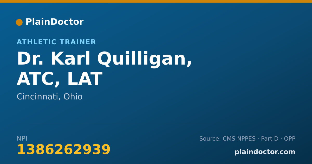 Shareable card for Karl Quilligan, ATC, LAT - Athletic Trainer, Cincinnati, OH