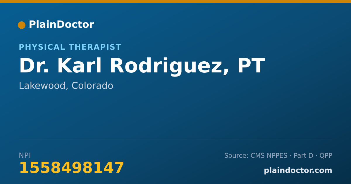 Shareable card for Karl Rodriguez, PT - Physical Therapist, Lakewood, CO