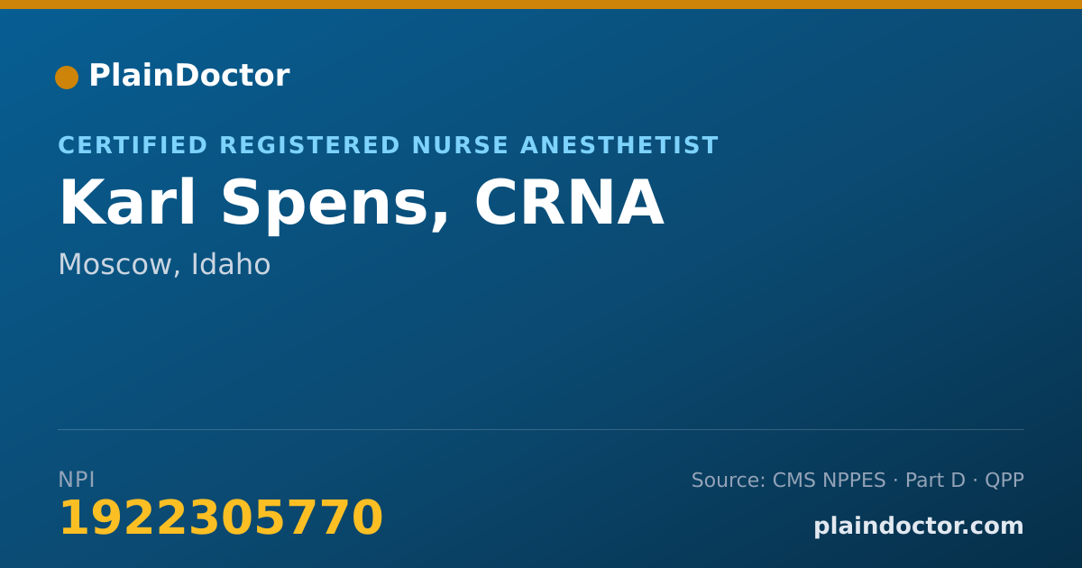 Shareable card for Karl Spens, CRNA - Certified Registered Nurse Anesthetist, Moscow, ID