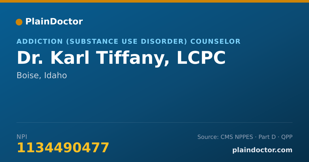 Shareable card for Karl Tiffany, LCPC - Addiction (Substance Use Disorder) Counselor, Boise, ID