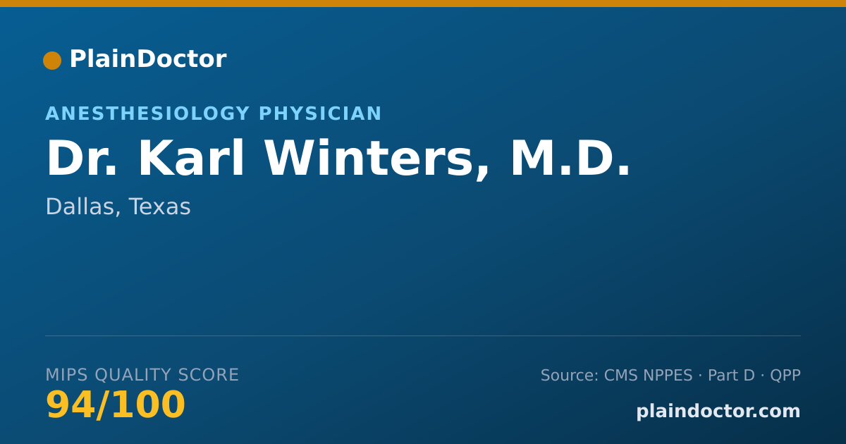 Shareable card for Karl Winters, M.D. - Anesthesiology Physician, Dallas, TX