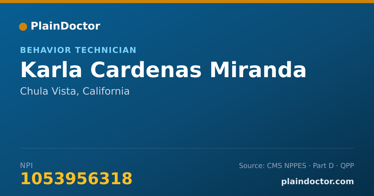 Shareable card for Karla Cardenas Miranda - Behavior Technician, Chula Vista, CA