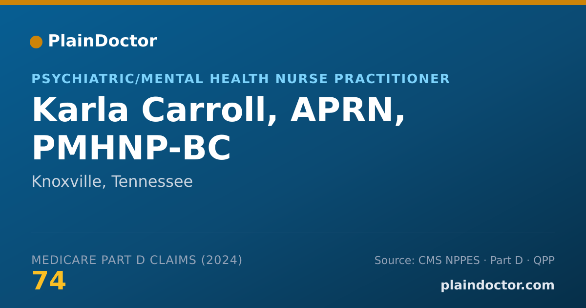 Shareable card for Karla Carroll, APRN, PMHNP-BC - Psychiatric/Mental Health Nurse Practitioner, Knoxville, TN