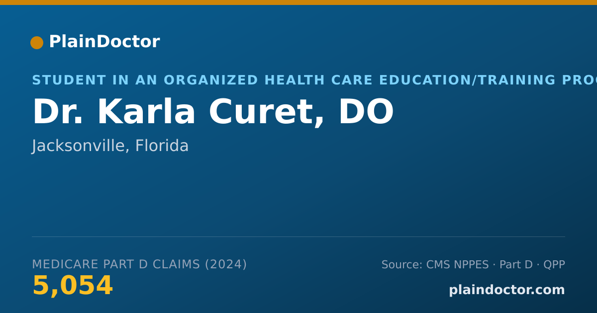 Shareable card for Karla Curet, DO - Student in an Organized Health Care Education/Training Program, Jacksonville, FL