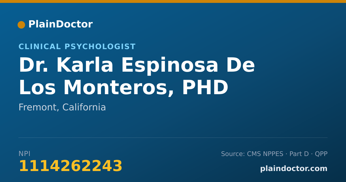Shareable card for Karla Espinosa De Los Monteros, PHD - Clinical Psychologist, Fremont, CA